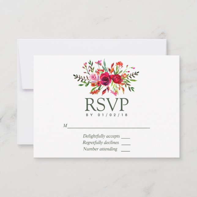 Fall Wedding Floral RSVP Card (Front)