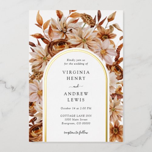 Fall Wedding Foil Invitation