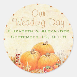 Fall Wedding Guest Favor Classic Round Sticker