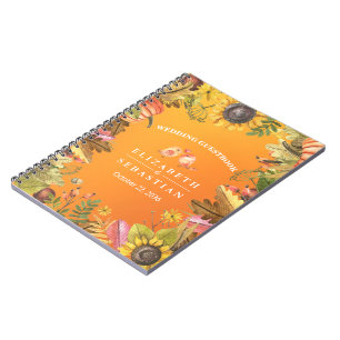 Fall Wedding Guestbook Autumn Maple Leaves Pumpkin Notebook
