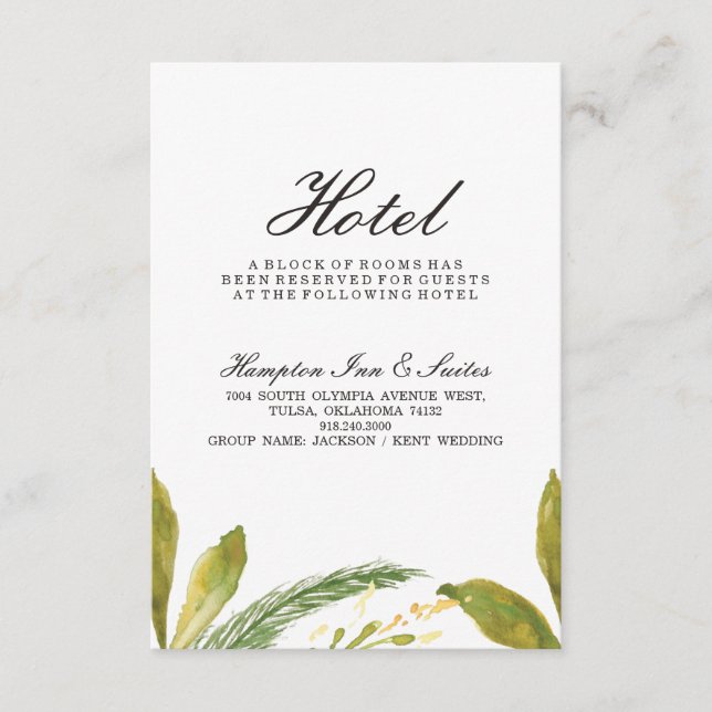 Fall wedding Hotel Card - Rustic Harvest Greenery (Front)