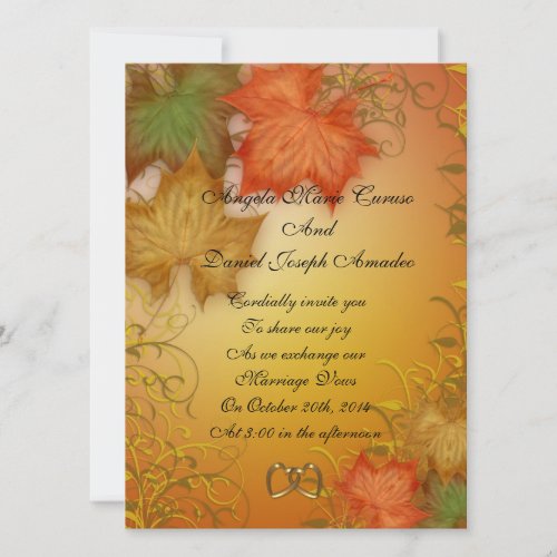 Autumn leaves Fall wedding Invitation large