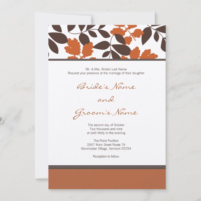 Fall Wedding Invitation (Front)