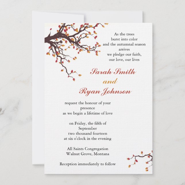 Fall Wedding Invitation (Front)