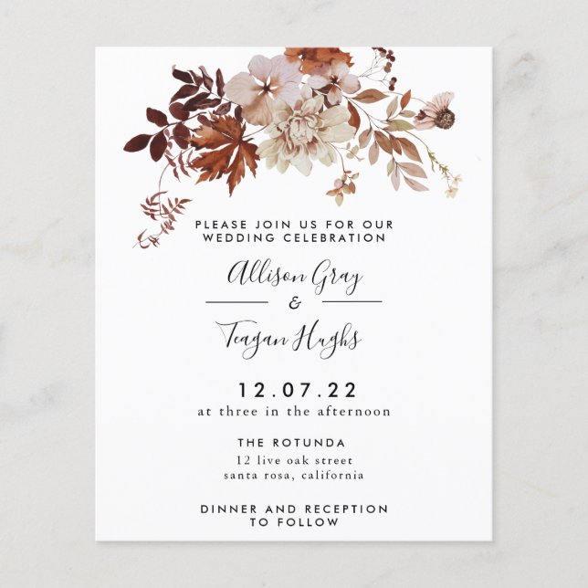 Fall Wedding Invitation | Budget  (Front)