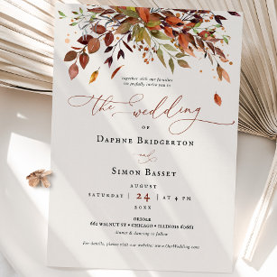 Fall Wedding Invitation Burnt Orange Modern Script