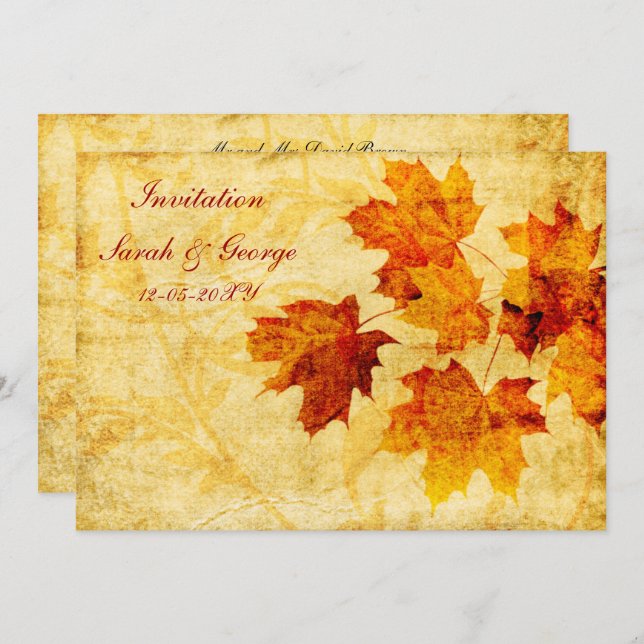 fall wedding Invitation cards (Front/Back)