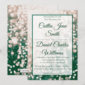 Fall Wedding Invitation - Champagne and Green