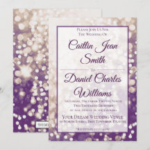 Fall Wedding Invitation - Champagne and Plum