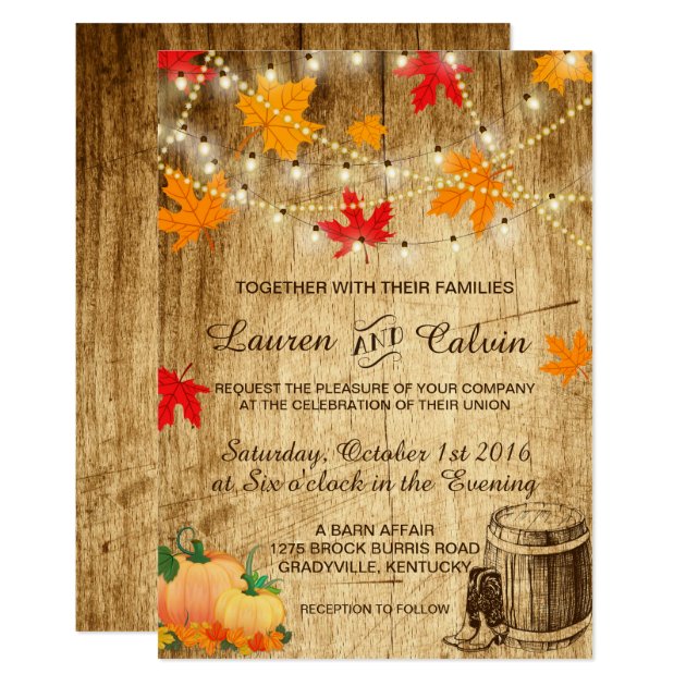 Fall Wedding Invitation For A Rustic Wedding