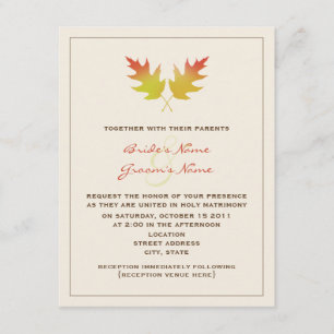 Fall Wedding Invitation - Oak Leaves