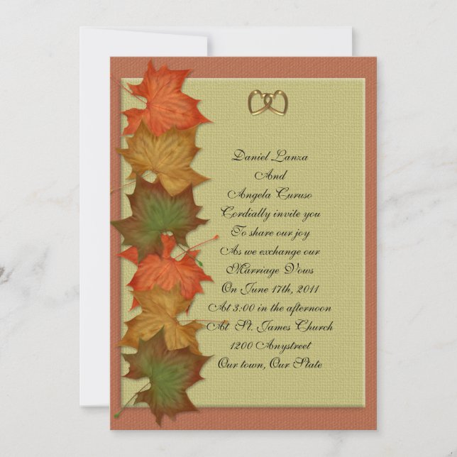 Fall wedding Invitation or party (Front)