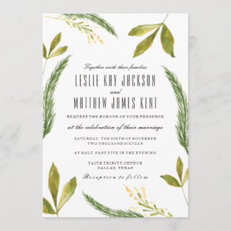 Fall Wedding Invitation - Rustic Harvest Greenery