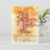 Fall wedding invitation with old oak tree (Standing Front)