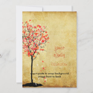 Fall wedding invitations/red maple leaves invitation