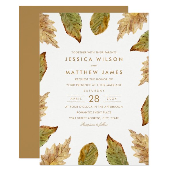 256067815770929006 Fall Wedding Invitations Rustic Autumn Leaves