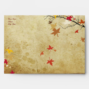Fall Wedding / Maple Branch, Faux Parchment Envelope