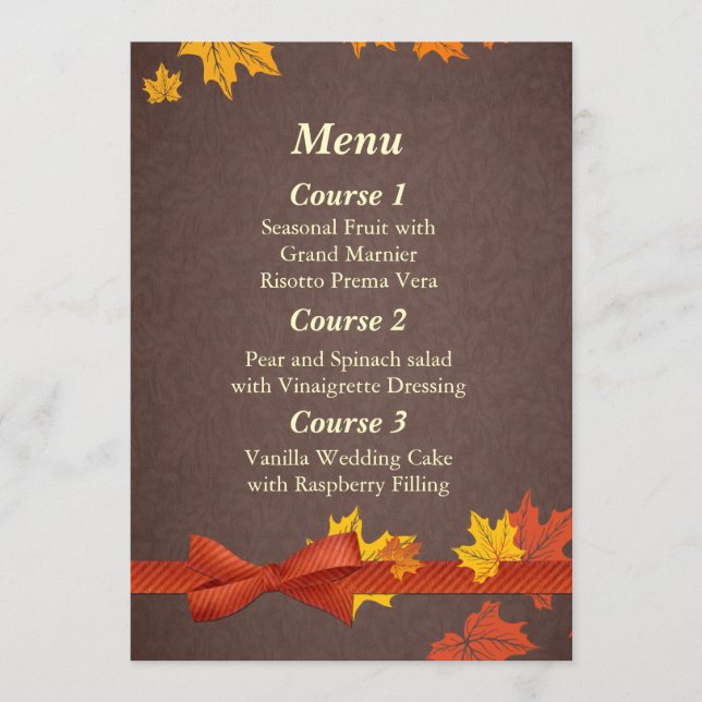 fall wedding menu (Front)