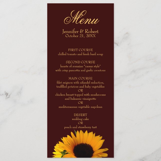 Fall wedding menu (Front)