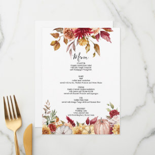 Fall Wedding Menu card floral