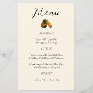 Fall Wedding Menu Template Two Gourds Flyer