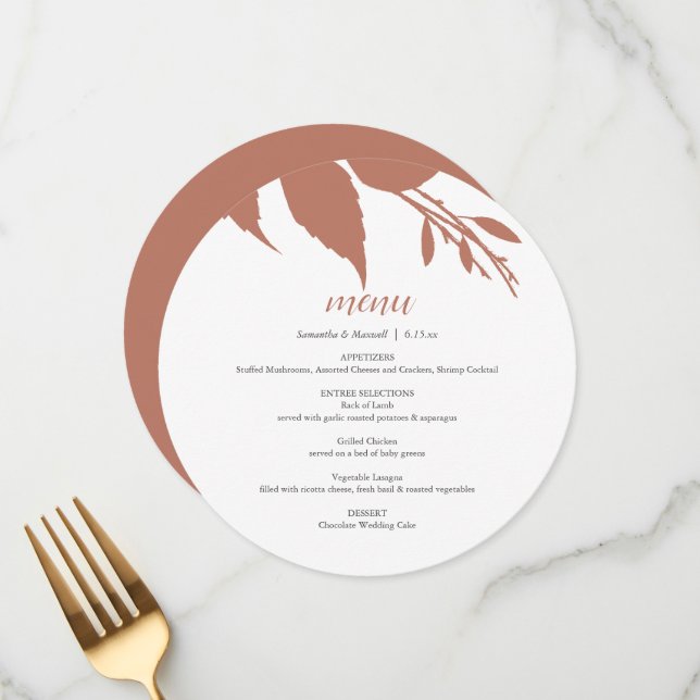 Fall Wedding Menus Simple Orange Leaves (Front/Back In Situ)