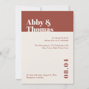 Fall Wedding Modern Minimal Terracotta Invitation