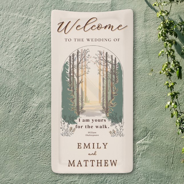 Fall Wedding Modern Rustic Elegant Forest Welcome Banner (Creator Uploaded)