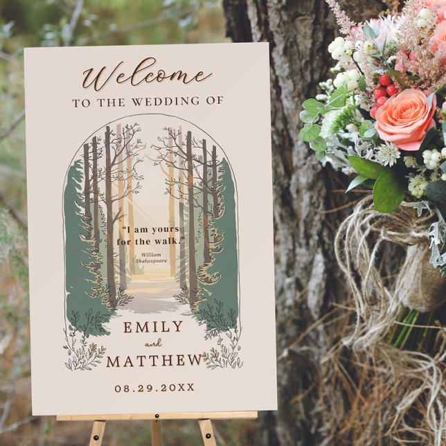 Fall Wedding Modern Rustic Elegant Forest Welcome Foam Board (Creator Uploaded)