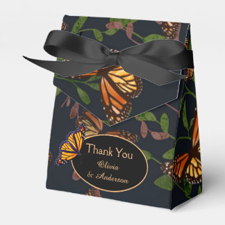 Fall Wedding Monarch Butterfly Black Favor Boxes
