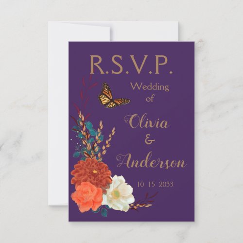 Fall Wedding Monarch Butterfly Response Card