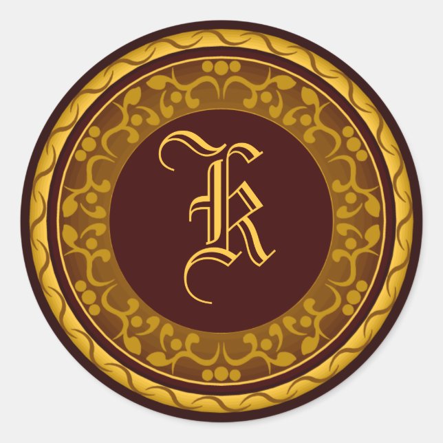 Fall Wedding Monogram Autumn Envelope Seal Sticker (Front)