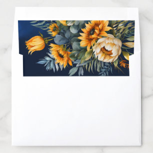 Fall wedding navy blue rustic sunflower envelope liner