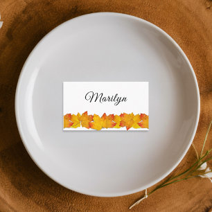 Fall Wedding Orange Leaves Blank Place Cards