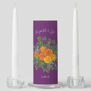 Fall Wedding Orange Rose Purple Unity Candle Set