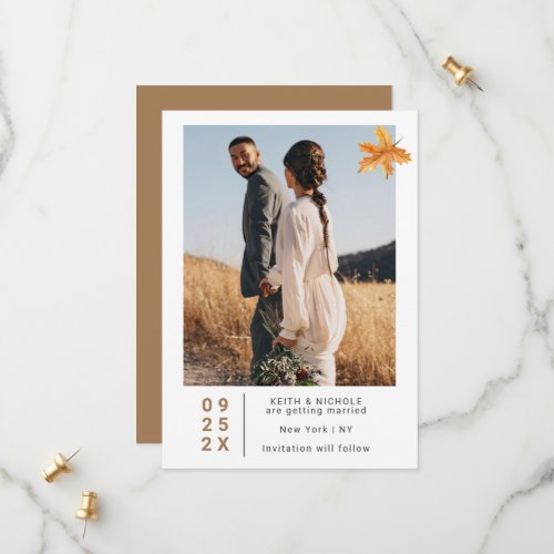 Fall Wedding Photo Save The Date