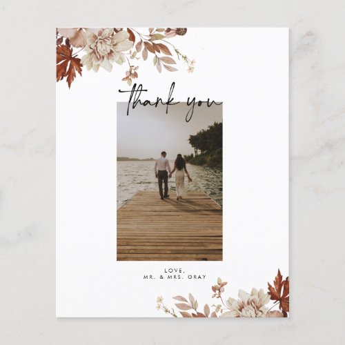 Fall Wedding Photo Thank You Post Card Flyer