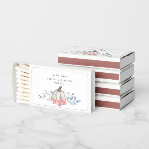 Fall Wedding Pink Floral Lilac Rustic Botanical Matchboxes
