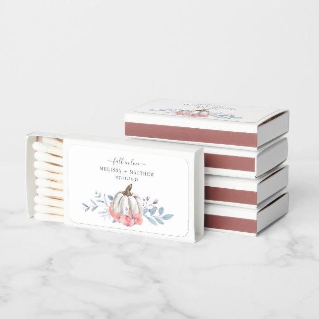 Fall Wedding Pink Floral Lilac Rustic Botanical Matchboxes (Stacked)