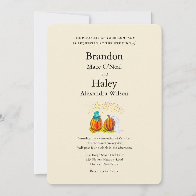 Fall Wedding Pumpkins Invitation (Front)