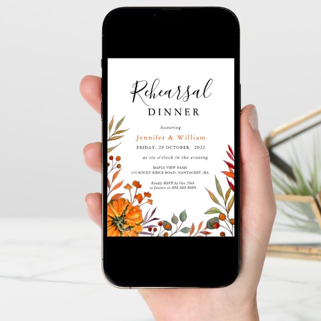 Fall Wedding Rehearsal Dinner Invitation (Front Digital)