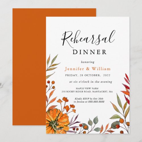 Fall Wedding Rehearsal Dinner Invitation