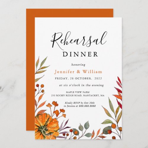 Fall Wedding Rehearsal Dinner Invitation