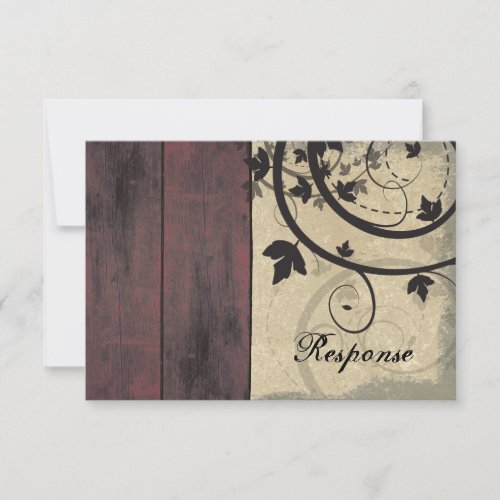 Fall Wedding Response RSVP Card Barn Board