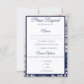 Fall Wedding RSVP - Champagne and Navy Invitation (Front)