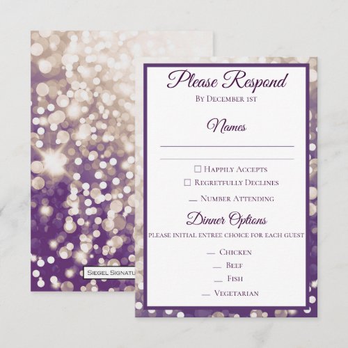 Fall Wedding RSVP - Champagne and Plum Invitation
