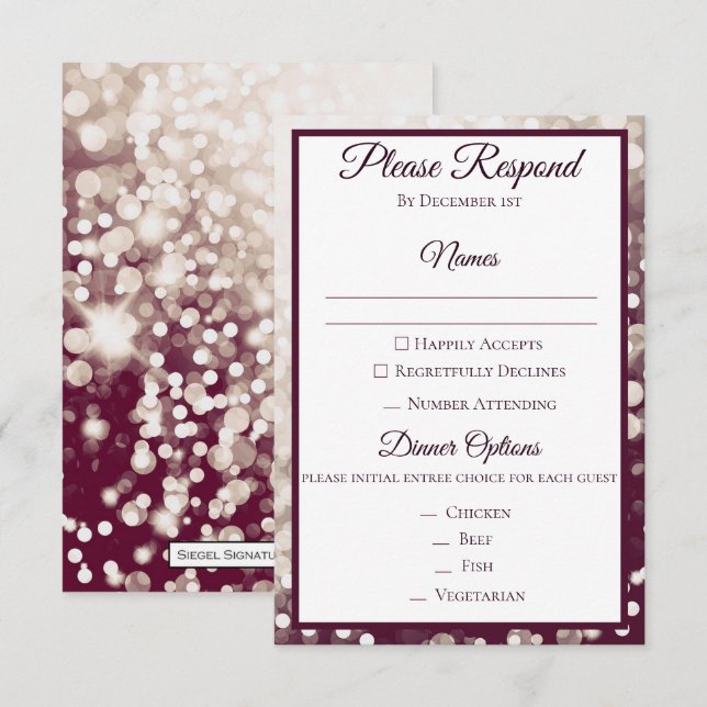 Fall Wedding RSVP - Champagne and Wine Invitation (Front/Back)