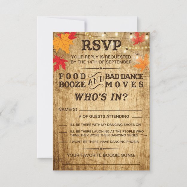 Fall wedding RSVP for rustic wedding