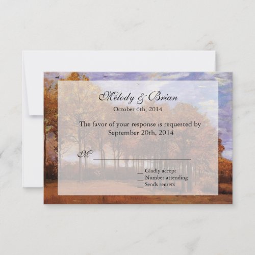 Fall wedding RSVP invitations.  Autumn Landscape