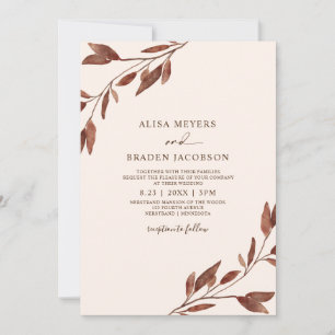Fall Wedding Rust Brown Autumn Leaves Foliage Invitation